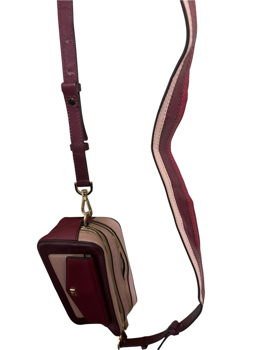 MICHEAL KORS BURGUNDY COLOR BLOCK CROSS BODY - Picture 7 of 7